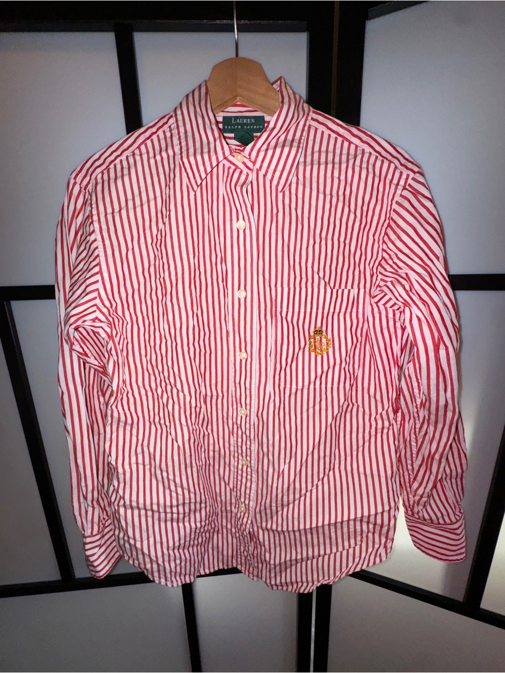 Lauren Ralph Lauren Red & White Striped Long-Sleeve Button-Down Shirt